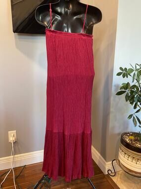 Soma Weekend Maxi Dress Burgundy Maroon Tiered Ruffle Boho Lounge size S